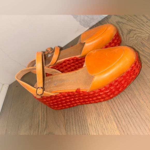 Jeffrey Campbell Shoes - Jeffrey Campbell Orange Espadrille Wedges women’s size 8